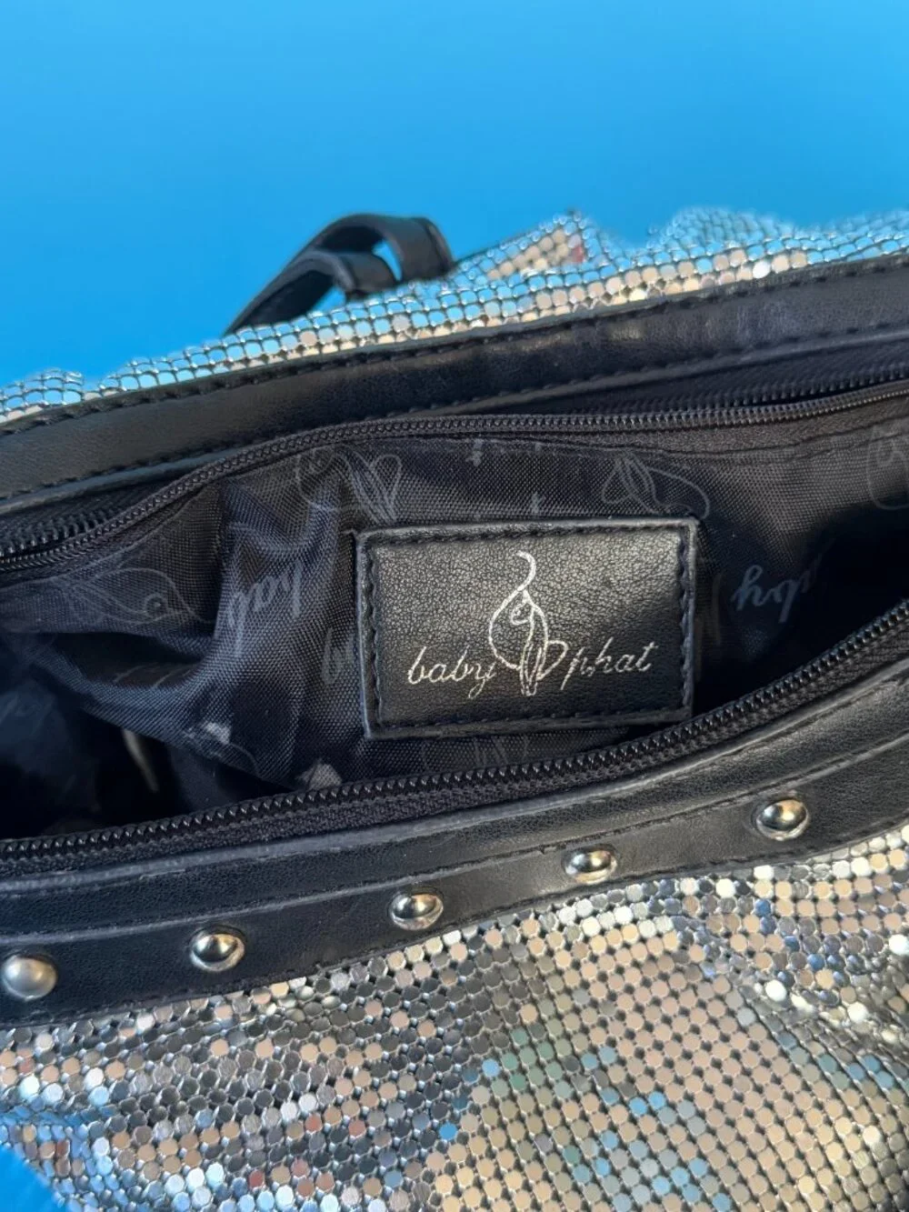 Baby Phat Y2K Silver Aluminum Metal Mesh Crescent Hobo Bag Vintage Y2K
